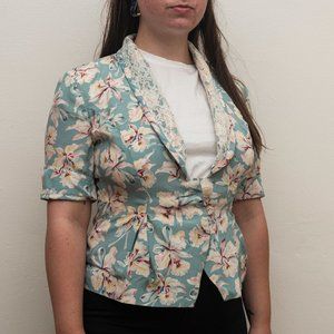 VINTAGE FLORAL BLAZER WITH LACE